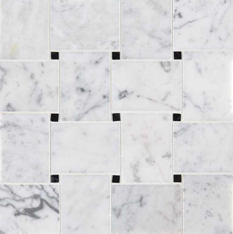 Carrara Honed Marble Basketweave Mosaic