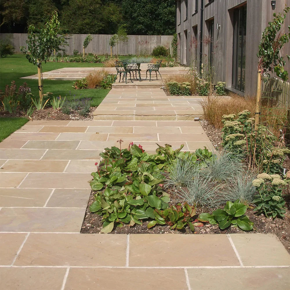 Raj Green Tumble Sandstone Paving – 600×900 MM